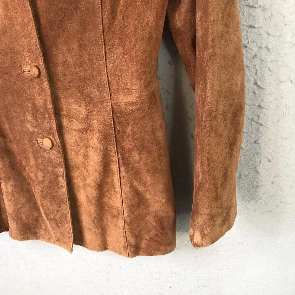 Vintage Nuons Suede Jacket Womens 6 Brown Genuine Leather Blazer - Picture 12 of 16